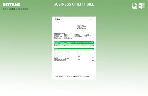 Модерен стил, шаблон за деловна сметка за комунални услуги на Холандија KPN